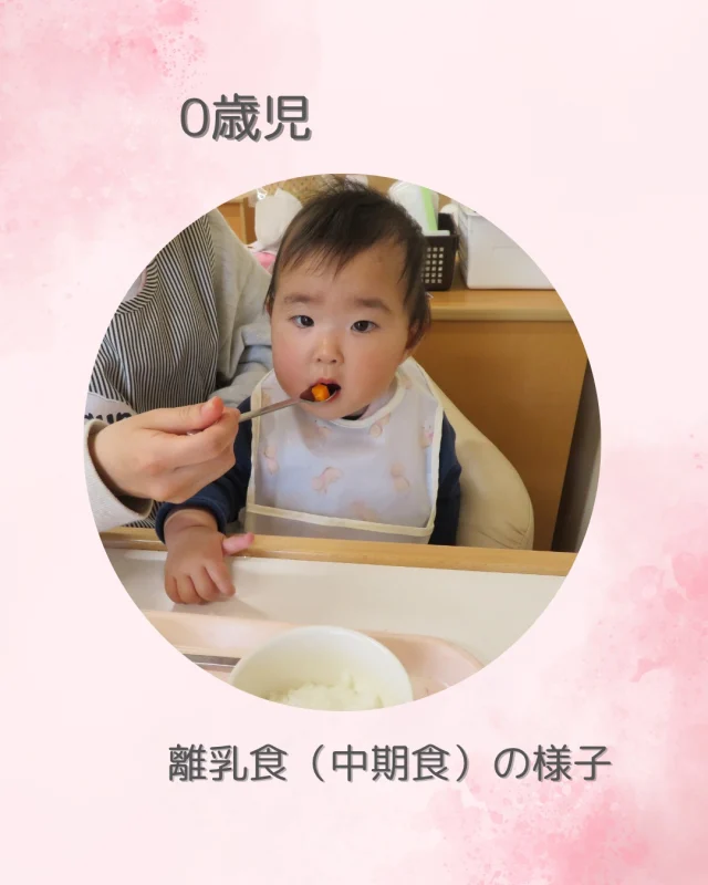 ０歳児さんの離乳食（中期食）の様子です🍚✨

この日の献立は
〇お茶
〇おかゆ
〇ササミのとろみ煮
〇にんじんのくたくた煮
〇スープ です♪

園での食事に慣れてきて、舌で食材をすりつぶしながらたくさん食べている姿がありますよ！
大きくなりますように😌🍀

#離乳食 #離乳食メニュー#乳児 #乳児保育 #食事 #倉敷 #許可保育園 #小規模保育園