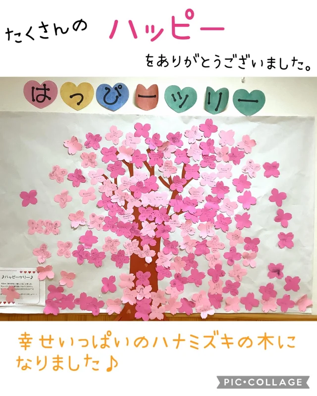 毎日の幸せをみんなにおすそわけ^_^
そんな思いで始めたハッピーツリー。

小さなことでも幸せな瞬間を振り返り、
前向きに過ごせたらなと思って、
職員、保護者、子どもたちでハッピーな木を
作りました！

たくさんの幸せのハナミズキのお花が咲き、
幸せ気分でいっぱいです♪

たくさんの幸せありがとうございました♪

#ハッピー #幸せ #前向きに #木 #大人 #子ども #ポジティブ #倉敷市 #中庄 #乳児 #認可保育園 #保育園 #ひまわり乳児保育園